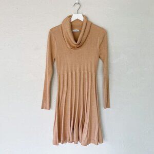 Calvin Klein Pink Metallic Cowl Neck Sweater Dress Large